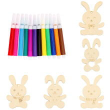 11 Pcs Unfinished Wooden Easter Bunny Ornaments to Paint – DIY Craft Cutouts & Easter Decor, Compatible with Easter Crafts