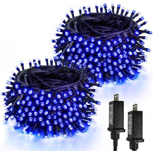 Guirlande lumineuse de Noël bleue 200 LED (200 pieds) - Lot de 2