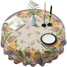 Polyester Round Tablecloth 60 in, Waterproof & Washable