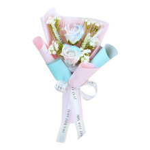 Handmade Crochet Rose Bouquet with Gypsophila, Lavender & Ribbon Bow – Valentine’s, Mother’s Day, Wedding Gift (Multicolor)