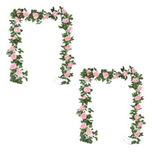 2 pcs 7.2FT artificial rose garland, fake flower hanging vines for wedding, birthday, Valentine’s Day, wall/arch decor