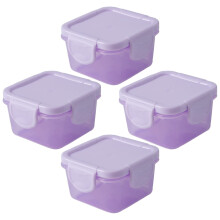 Salad Crisper Bins Keeping Boxes Purple PP 4Pcs Lidded
