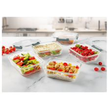 5-Pack Airtight Borosilicate Glass Meal Prep Containers with Lids – Microwave, Freezer & Oven Safe, BPA Free – Gray