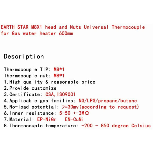 Gasthermoelement-Sensor M8x1 600 mm 2