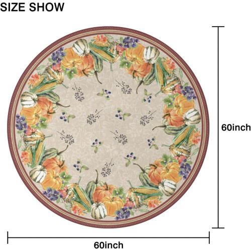 Polyester Round Tablecloth 60 in, Waterproof & Washable 1