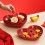 Röda hjärtformade plastdesserttallrikar 15x13cm 5