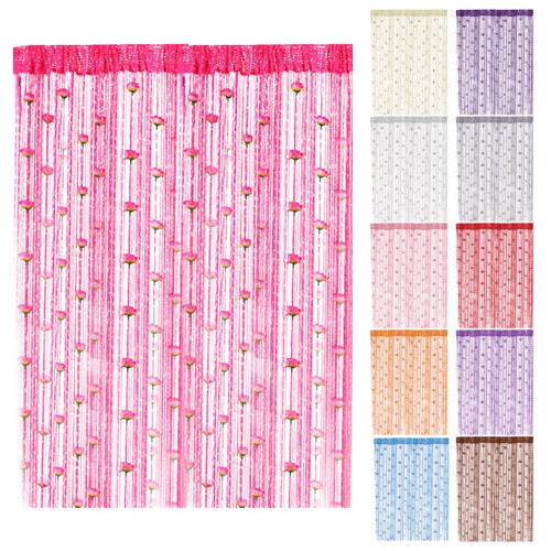 Rose Pattern String Curtain Coffee 1m x 2m 2
