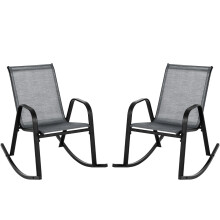 Ensemble de 2 fauteuils à bascule gris avec assise en tissu respirant