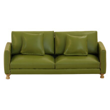 Leather Couch Miniature Sofa Set Soft Cloth Dollhouses-Green