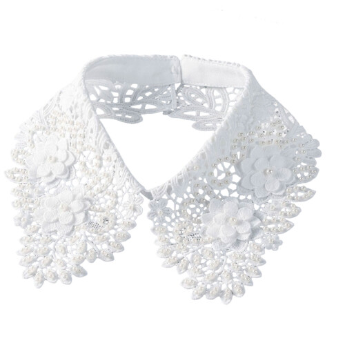 Flower Pearls Embellished Detachable Openwork-Milky White