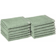 cotton washcloths, Lightweight quick-dry, 12" x 12", 12-pack, seafoam green