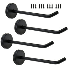 Heavy Duty Wall Hooks, Stainless Steel Black Matte Robe/Coat Hooks, 120mm Long Nose, Pack of 4 – Compatible with Standard Walls