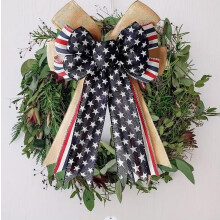 4th of July Wreath, 11.81" Patriotic Front Door Decor – Red, Blue, White Artificial Floral Wreath for Memorial Day, Independence Day & Veterans Day