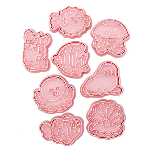 Moules à biscuits créatures marines en plastique (8 pièces)
