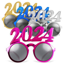 Silvesterbrillen 2024, PC-Gestell, 4er-Pack