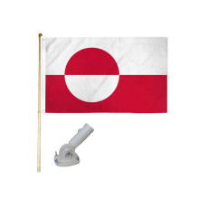 5' Wooden Flag Pole Kit Nylon White Bracket 3x5 Greenland Country Polyester Flag