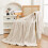 AuroraX Beige Flannel Throw Blanket 127x152cm 1