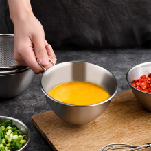 Stainless Steel Mixing Bowl with Handle, Silver Small Kitchen Prep Bowl with Marked Scale for Cooking, Baking and Meal Prep