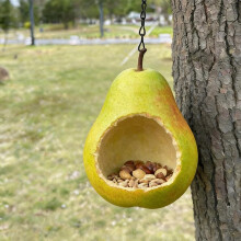Bird Feeder, Cute compatible with Apple Pear Squirrel Resin Decor Hanging Ornament Craft for Outdoor Garden Yard Lawn Feeding