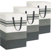Tall Laundry Baskets 3-Pack Collapsible, 75L Heavy Duty Clothes Hamper with Metal Frame, Portable Dirty Clothes Bin for Home Dorm, Grey