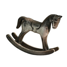 Rocking Horse Artistic Wood Sculpture for Cabinet Table Centerpiece Tabletop Black