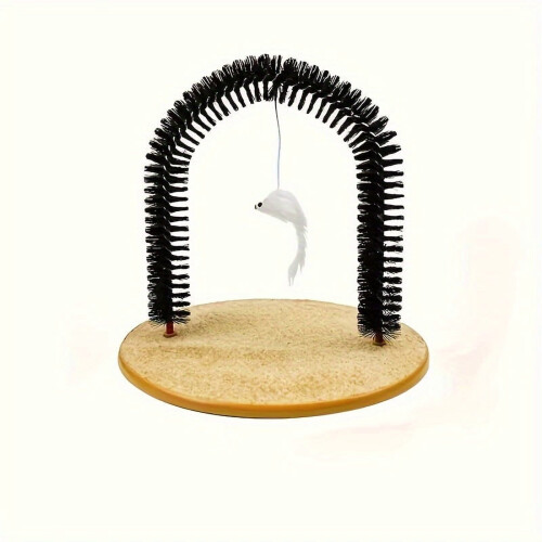 Kattenborstel met houten krabkussen en mini-accessoire 1