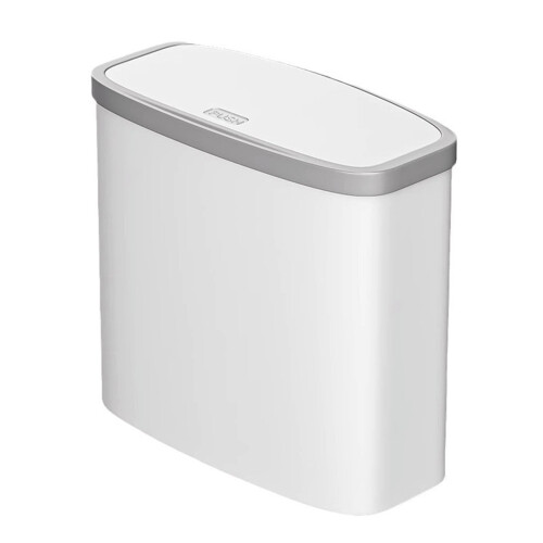 Small Bathroom Trash Can with Lid Press Top Odor-Sealing 1
