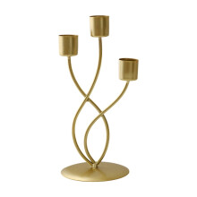 Metal 3-Arm Taper Candelabra Holder, Vintage Gold Pillar Candlestick for Wedding, Table Centerpiece, Housewarming Gift – Compatible with Standard