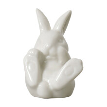 Easter Ceramic Bunny Figurine Glazed Bunny Statue Home Living Room Shelf Tabletop Spring Holiday Decor Accent