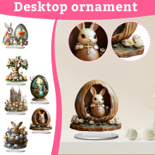 Easter Acrylic Ornament for Home Decoration, Tabletop & Wall Display – Bunny, Egg Design – Compatible with Easter Party & Gifts