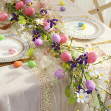 Easter Spring Vine Garland with Leaves and Eggs for Door Wall Indoor Outdoor Decor Home Patio Porch Festive Setting - 47.24in