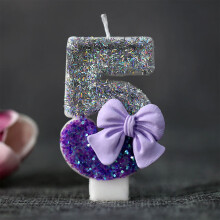 Gradient Lila Rosett Number0Ljus, 7,5 cm