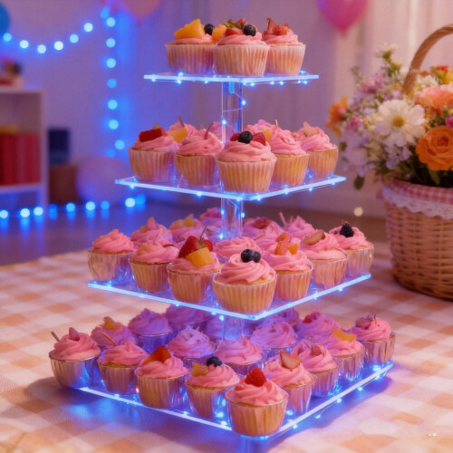 Βάση για Cupcakes 4 επιπέδων από ακρυλικό – Χωράει 50 Cupcakes, μπλε