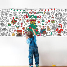 Julepapirduk med julemotiv, snømann og nisse, 76 x 183 cm