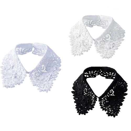 Flower Pearls Embellished Detachable Openwork-Milky White 1