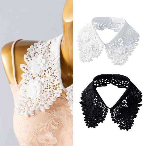 Flower Pearls Embellished Detachable Openwork-Milky White 2