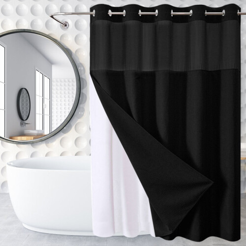 Rideau de douche en polyester imperméable et résistant, 54 x 72 pouces. 2