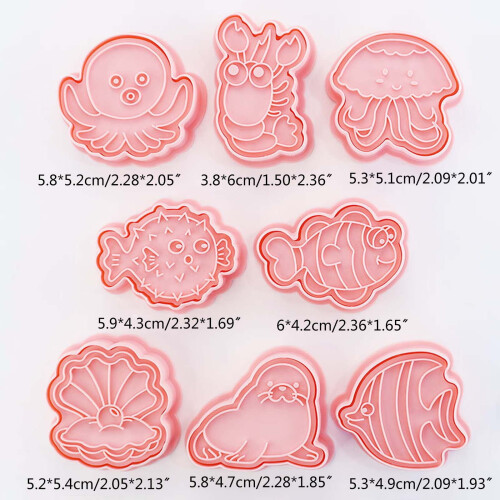 Moules à biscuits créatures marines en plastique (8 pièces) 2