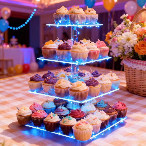 Βάση για Cupcakes 4 επιπέδων από ακρυλικό – Χωράει 50 Cupcakes, μπλε 2