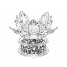 Silver Lotus Tealight Holder Crystal 11cm