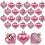 24pcs Heart Ornaments Red Pink Silver 4.5cm 5
