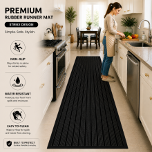 (60x90cm-Outdoor Mat/Rug, Black) Heavy Duty PVC Rubber Mats Extra Large Small Hall Entrance Rugs