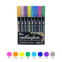 Shimmering Outline Markers Metallic-black rod 8 colors