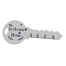 Artistic Wooden Key Hook with Bohemians Carvings for Keys-White