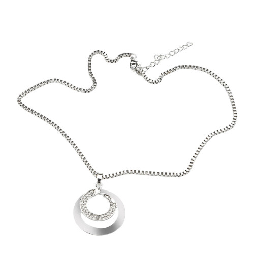 Colar com pingente de círculo duplo de cristal para mulheres 1
