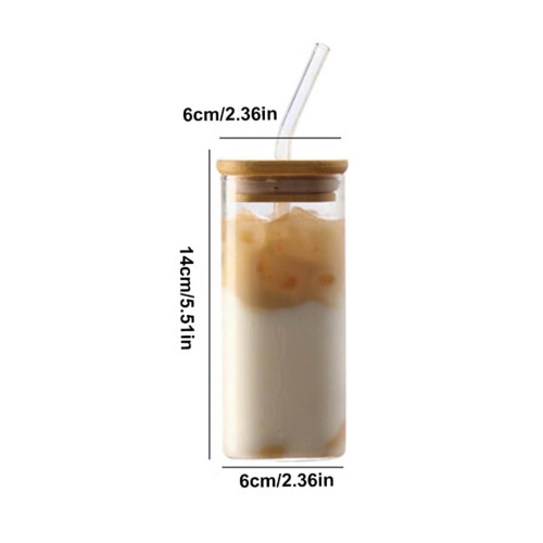 Copo de vidro de 400ml com canudo e tampa à prova de vazamentos. 2