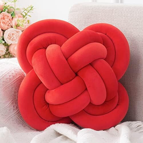 Almofada decorativa de veludo com nó, 30 cm (12 polegadas).