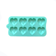3D Silicone Heart Mold, 8-Cavity Ice Cube & Chocolate Tray, Nonstick, Green, 7.95x4", Valentine's Day, Compatible with Home Baking