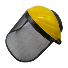Adjustable Full Face Mesh Safety Shield with Blue Hard Hat, Lightweight Protective Headgear for Outdoor Yard Work and Industrial Use