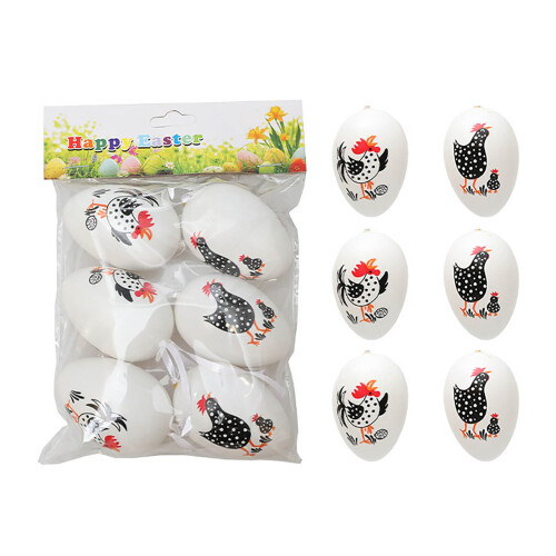 Set di 6 uova decorative pasquali in plastica
